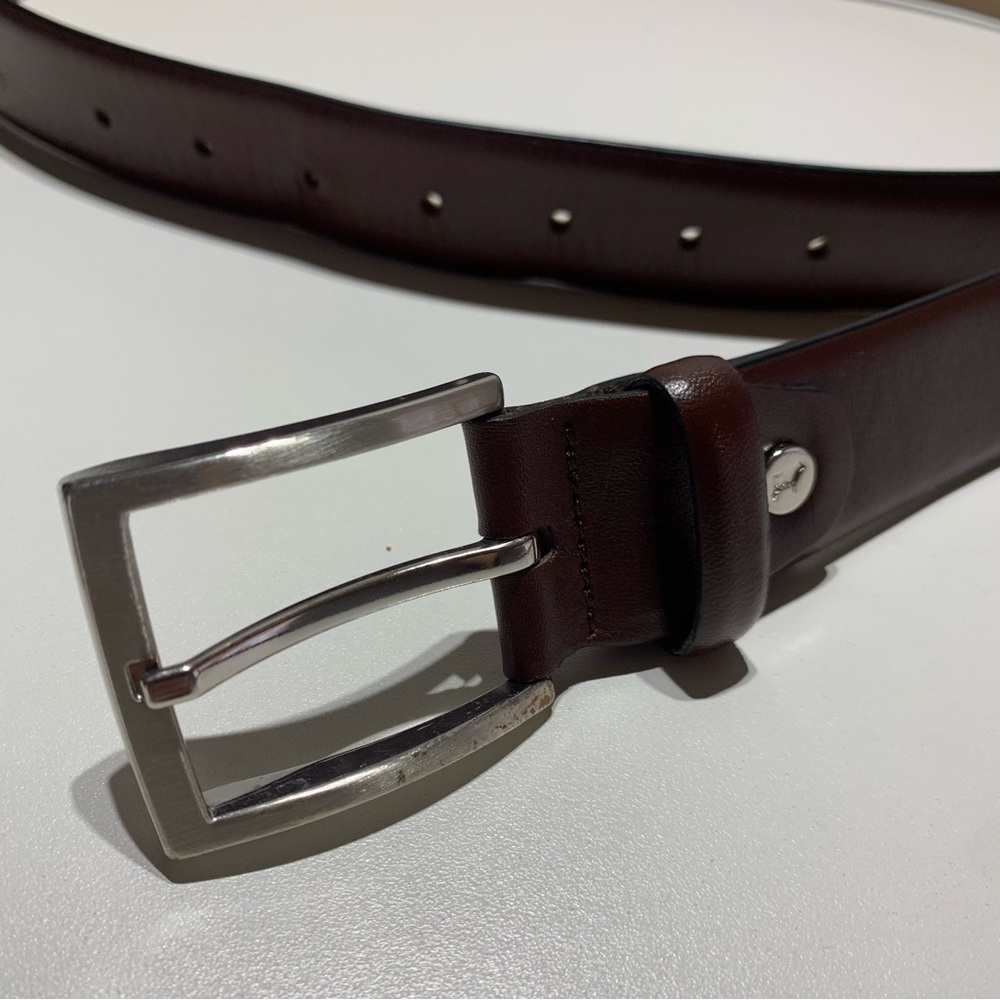 WILL Leather Goods Genuine Brown Leather Belt Men's Size 38